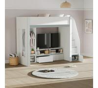 Julian Bowen Gaia Single White and Silver High Sleeper TV Bed - Wilko