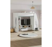 Julian Bowen Gaia Single White Highsleeper Loft TV Bed with Storage Julian Bowen White Single