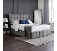 Julian Bowen Gatsby King Size Light Grey Velvet Storage Ottoman Bed - Wilko