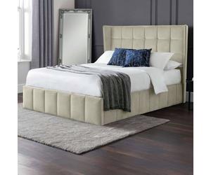 Julian Bowen Gatsby Double Velvet End Lift Ottoman Bed - Cream