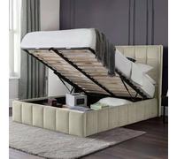 Julian Bowen Gatsby Kingsize Velvet End Lift Ottoman Bed - Cream