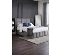 Julian Bowen Gatsby King Size Light Grey Velvet Storage Ottoman Bed - Wilko