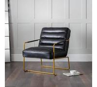 Millie Black Faux Leather Accent Chair with Gold Legs Gold