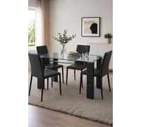 Julian Bowen Dining Table, Black/Glass, 150x90x75 cm GRE001