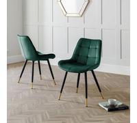 Julian Bowen Hadid Pair of Velvet Dining Chair - Green