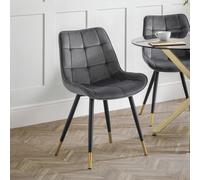 Julian Bowen Hadid Pair of Velvet Dining Chair - Grey