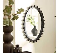 Julian Bowen Hendrix Wall Mirror, Oval, Beaded, Black - H67 x W46 | Modern Mirror with Unique Beaded-Edge Frame for Bedroom & Living Room, No Assembly Required