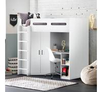 Julian Bowen Hercules 90Cm Single White Highsleeper Loft Bed With Desk