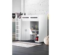 Julian Bowen Hercules Highsleeper Loft Bed with Desk in White | Size: Single Julian Bowen White Single