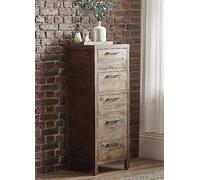 Julian Bowen Heritage Reclaimed Pine 5 Drawer Tallboy Walnut