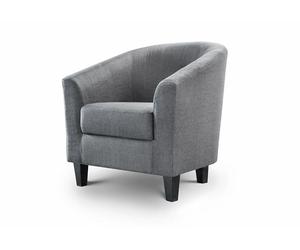 Julian Bowen Hugo Slate Grey Upholstered Fabric Tub Chair
