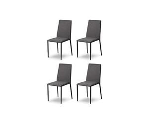 Julian Bowen Jazz Dining Chairs, Set of 4, Grey Fabric - H91 x W43 x D56cm | Contemporary Upholstered Kitchen Chairs for Dining Room, No Assembly Needed, Padded Kitchen Seat