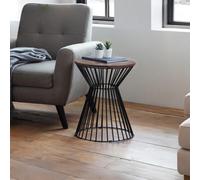Julian Bowen Jersey Walnut Round Wire Lamp Table - Size: 40 x 40 x 50cm - Brown - Wilko