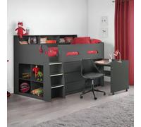 Julian Bowen Jupiter 90Cm Single Anthracite Black Midsleeper Cabin Bed With Desk