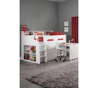 Julian Bowen Jupiter Midsleeper Cabin Bed with Desk in White | Size: Single Julian Bowen White Single