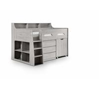 Julian Bowen Jupiter 90Cm Single Grey Oak Effect Midsleeper Cabin Bed With Desk