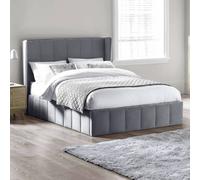 Julian Bowen Katie Grey Velvet Upholstered 135cm Double Ottoman Storage Bed, Grey