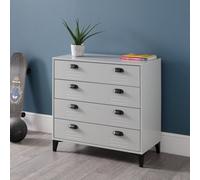Julian Bowen Lakers Grey 4 Drawer Dresser, Locker Effect, Wood, Horizontal Chest, Height: 80 X Width: 84 X Depth: 40Cm