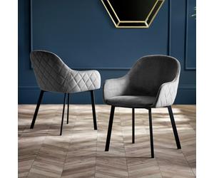 Julian Bowen Lima Pair of Velvet Dining Chairs - Grey