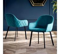 Julian Bowen Lima Pair of Velvet Dining Chairs - Teal