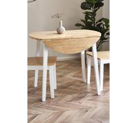 Julian Bowen Linwood 4 Seater Round Drop Leaf Table Natural and White - Multi - Wilko