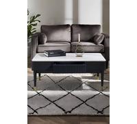 Julian Bowen Louis 2 Drawer Black Fluted Stone Top Coffee Table - Size: 47 x 110 x 65cm - White - Wilko