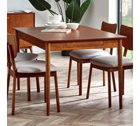 Elijah Retro Ash Wood Extending Dining Table With 2 Drawers (Seats 4-6) Auburn