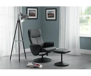 Julian Bowen Lugano Black Recliner and Stool