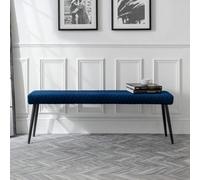 Julian Bowen Luxe 2 Seater Blue Low Dining Bench - Size: 37 x 140 x 47cm - Black - Wilko