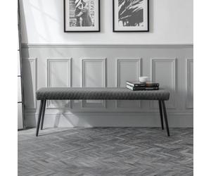 Julian Bowen Luxe Diamond Quilted Upholstered 2 Seater Backless Bench - Grey Velvet