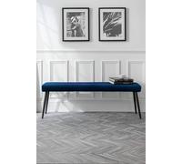Julian Bowen Luxe 2 Seater Blue Low Dining Bench - Size: 37 x 140 x 47cm - Black - Wilko