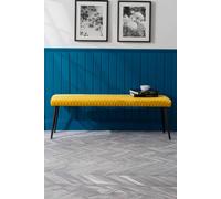 Julian Bowen Luxe 2 Seater Mustard Low Dining Bench - Size: 37 x 140 x 47cm - Black - Wilko