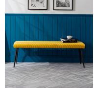 Julian Bowen Luxe Diamond Quilted Upholstered 2 Seater Backless Bench - Mustard Velvet