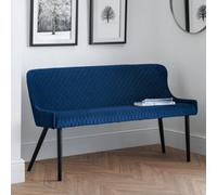 Julian Bowen Luxe 2 Seater Blue High Back Dining Bench - Size: Single - Black - Wilko