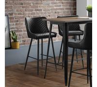 Julian Bowen Luxe Black Faux Leather Bar Stool - Size: 55 x 47 x 106cm - Wilko