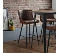 Julian Bowen Luxe Brown Faux Leather Bar Stool - Size: 55 x 47 x 106cm - Wilko