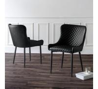 Julian Bowen Set Of 2 Luxe Faux Leather Dining Chairs Black