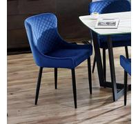Julian Bowen Luxe Set of 2 Blue Velvet Dining Chair - Black - Wilko
