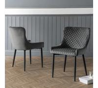 Julian Bowen Luxe Pair of Velvet Dining Chairs - Grey