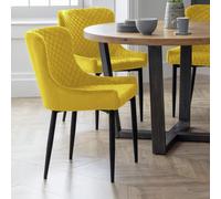 Julian Bowen Luxe Set of 2 Mustard Velvet Dining Chair - Yellow - Wilko