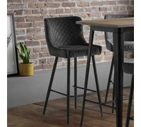 Julian Bowen Luxe Grey Velvet Bar Stool - Size: 55 x 47 x 106cm - Wilko