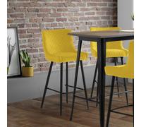Julian Bowen Luxe Mustard Velvet Bar Stool - Size: 55 x 47 x 106cm - Wilko
