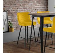 Julian Bowen Luxe Velvet Bar Stool - Mustard