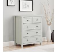 Julian Bowen Maine Chest of Drawers, 5 Drawer, Grey - H94 x W84 x D44cm | New England Drawer Storage Organiser, 5 Drawers, Dresser for Bedroom, Living Room & Hallway