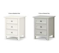 Julian Bowen Maine 3 Drawer Bedside Table/Nightstand/Bedside Cabinet Chest