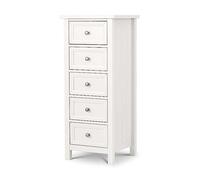 Julian Bowen Maine 5 Drawer Tall Chest Of Drawers Surf White, White