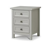 Julian Bowen Dove Grey Wood Maine 3 Drawer Bedside Table - Stylish and Functional Bedroom Storage Unit