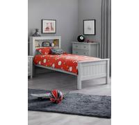 Julian Bowen Maine Single Dove Grey Bed Frame with Bookcase Headboard - Wilko