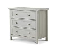 Julian Bowen Maine Chest of Drawers, 3 Drawer, Grey - H74.5 x W84 x D44cm | New England Drawer Storage Organiser, 3 Drawers, Dresser for Bedroom, Living Room & Hallway