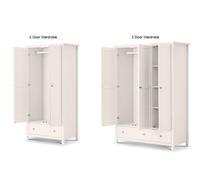 Julian Bowen Maine Dove Grey Pure White 2 Door 1 Drw and 3 Door 2 Drw Wardrobe